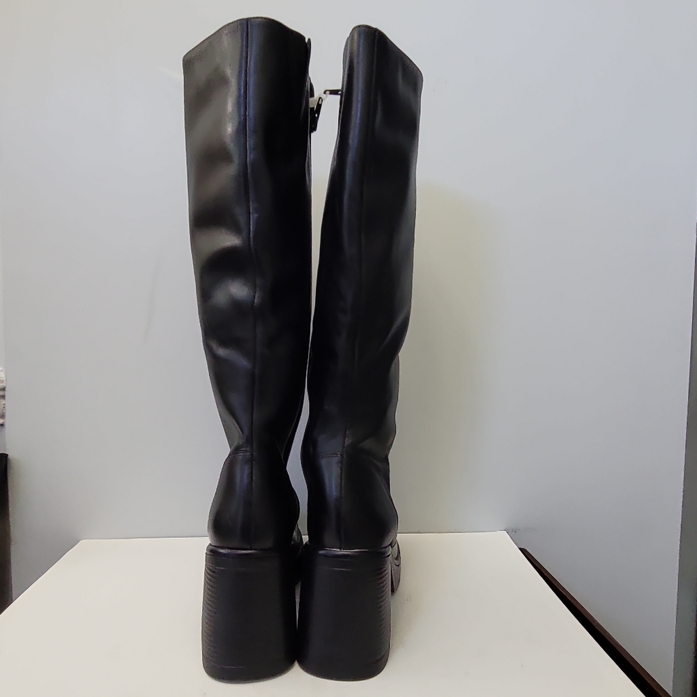 Steve Madden Black Over-the-Knee Platform Block Heel Boots - Picture 11 of 12